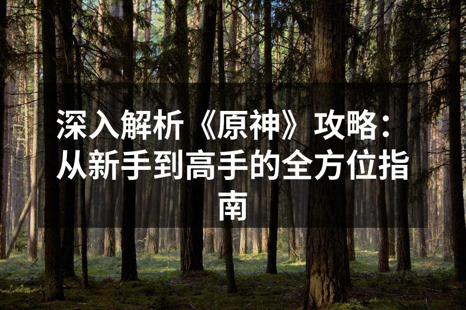 深入解析《原神》攻略：从新手到高手的全方位指南